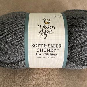 Yarn Bee Soft & Sleek Chunky, Lot of 2, Color is Light Gray, 211 yds ea, NEW